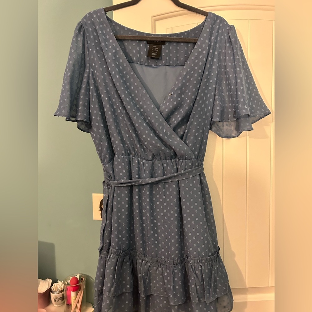 B. Smart Blue Mini Dress with Dots